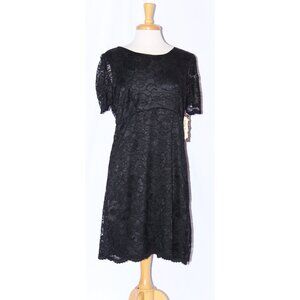 NWT Fanny #1170 Short Lace Formal or Evening Dress-Size 2X-BLACK-NEW